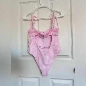 NWT FOR LOVE AND LEMONS PINK & WHITE GINGHAM ONE PIECE SWIMSUIT